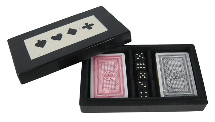 Double Cards & Dice Box Black Finish